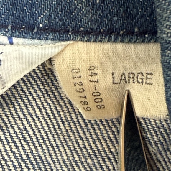 Outlooks Blue 70s Vtg Denim Jacket Womens Sz L Elbow Patches Tailored Buckle USA - Picture 4 of 13